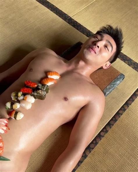 Belly Button Hot Asian Man Being Sushi Plate ThisVid
