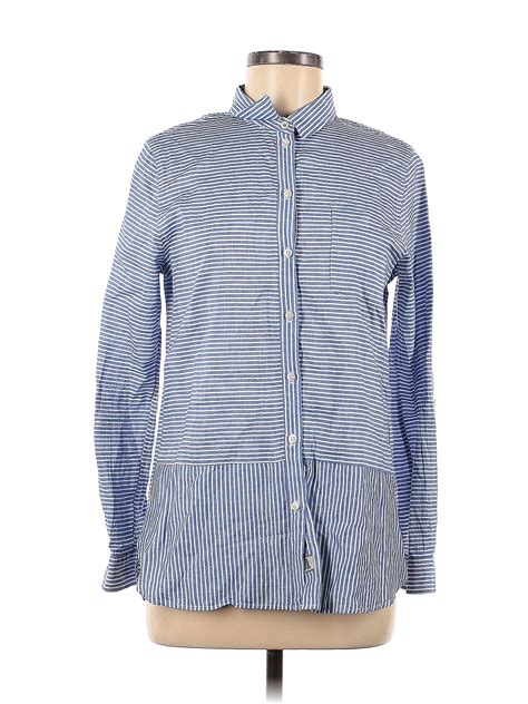 Barbour Checkered Gingham Blue Long Sleeve Button Down Shirt Size 6