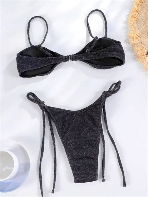 Glittered Side Tie Micro Bikini Free Shipping