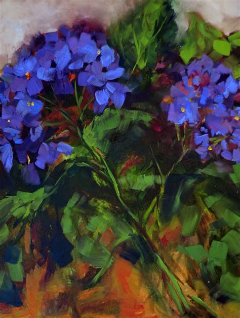 Blue Hydrangeas Oil On Panel By Annie Obrien Gonzales Santa Fe Nm