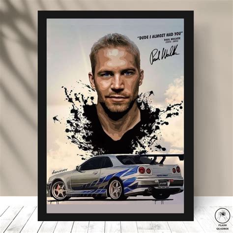 QUADRO PLACA PAUL WALKER VELOZES E FURIOSOS BRIAN O CONNER NISSAN