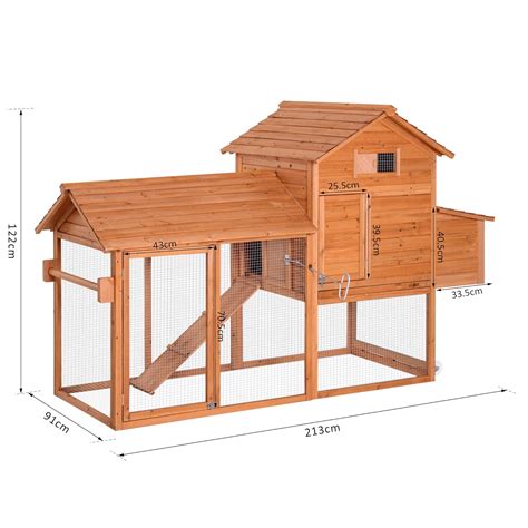 Pawhut Gallinero Exterior Madera Integrado Run Limpieza Bandeja Casa