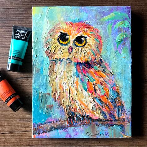 Easy Owl Acrylic Paintings