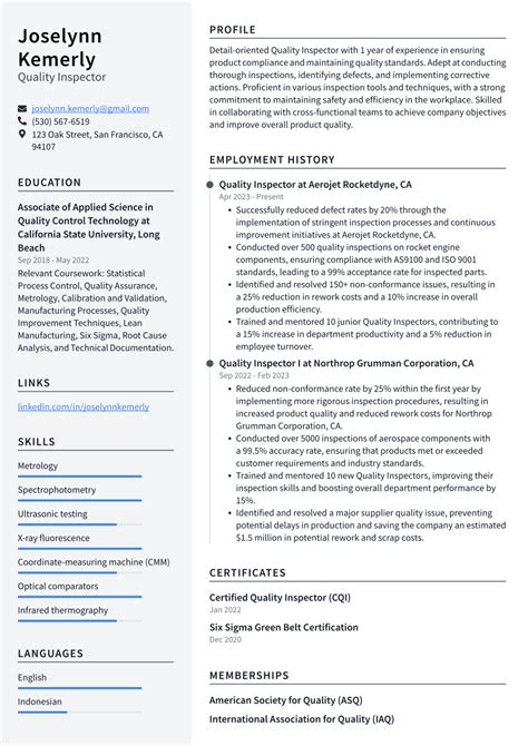 Top 18 Quality Inspector Resume Objective Examples