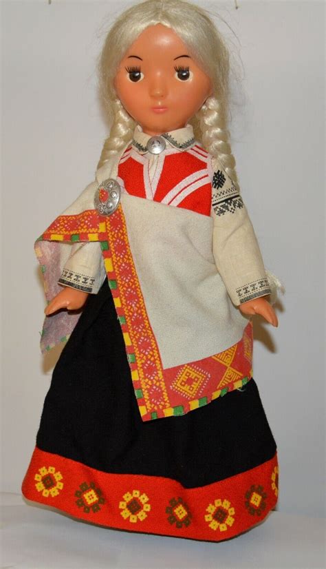 Soviet Doll Baiba In Latvian Authentic Ethnic Clothing Plastic Ussr