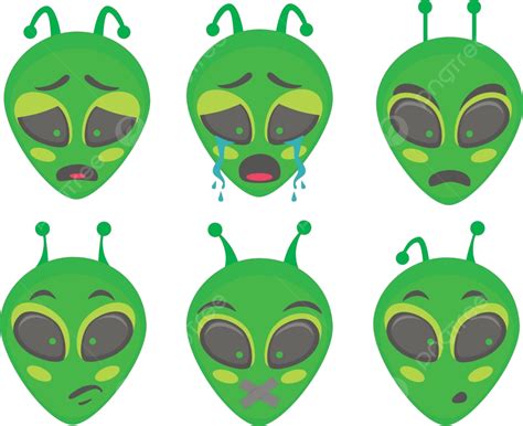 Alien Head Set Green Ufo Vector Vector Green Ufo Vector Png And