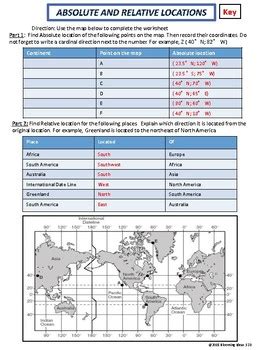 Absolute and Relative Location- Map Skills Practice Worksheet | TPT