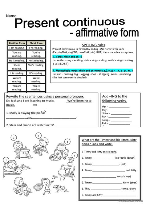 Present Continuous Affirmativ English Esl Worksheets Pdf And Doc