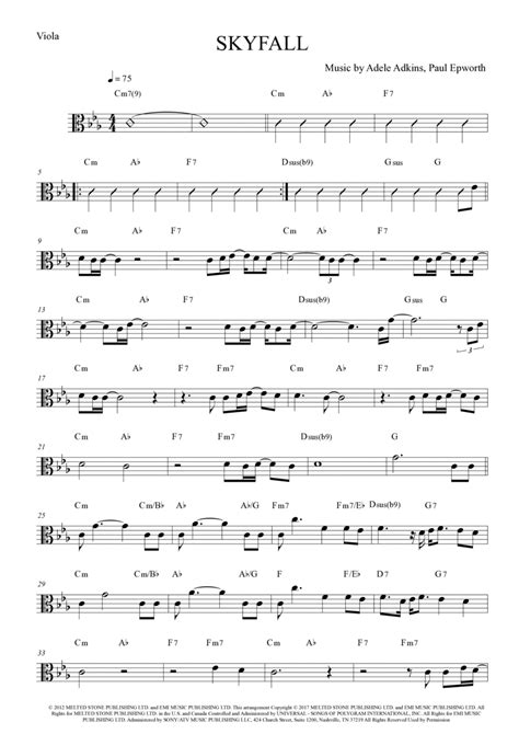 Skyfall By Paul Epworth Adele Adkins Viola Solo Digital Sheet