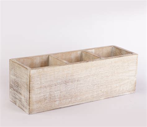 Buy Mango Wood Finish 3 Partitions Cutlery Caddy Beige At 60 OFF