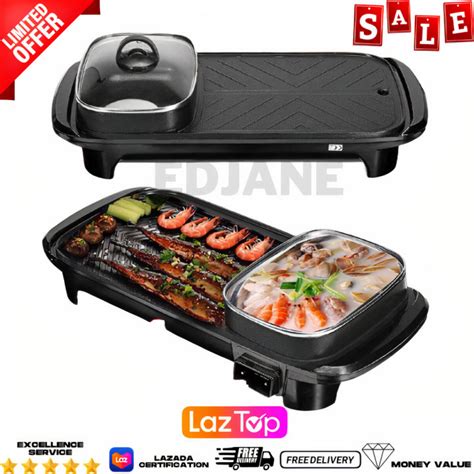 Authentic Korean 2 In 1 Electric Samgyup Hotpot Griller Multifunctional Electric Bbq Grill