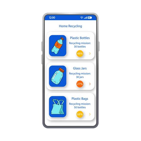 Home recycling app smartphone interface vector template. Mobile waste
