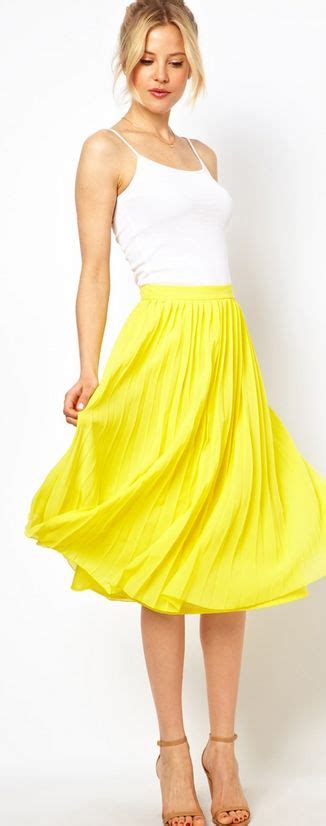 Pop Of Yellow Fashion Style Asos Midi Skirt