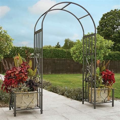 Gr8 Garden Patio Large Black Metal Rose Arch With Planters Wedding