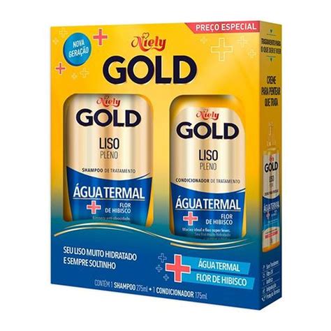 Shampoo Niely Gold 275ml Condicionador Niely Gold Liso Pleno Sem Sal