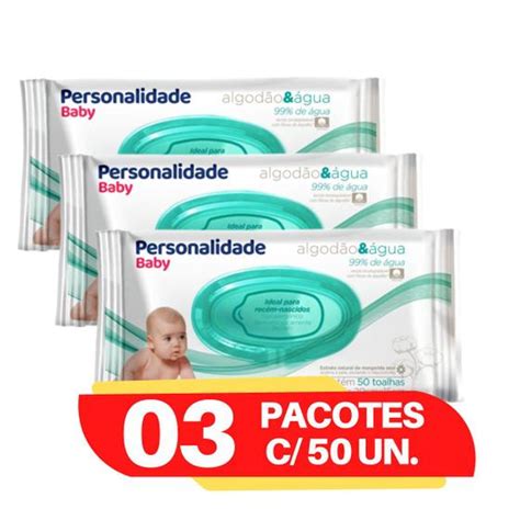 Toalhinhas Umedecidas Personalidade RN Kit 3 Pacotes 50 Unidades