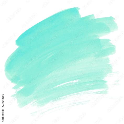 Turquoise Watercolor Stain Mint Green Brush Stroke Paint Texture Stock