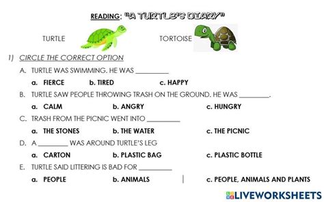 Turtles Diary Worksheet Live Worksheets