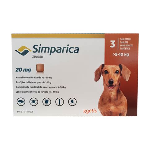 Simparica 20 mg / Симпарика 20 мг таблетки за дъвчене за кучета от 5 до ...