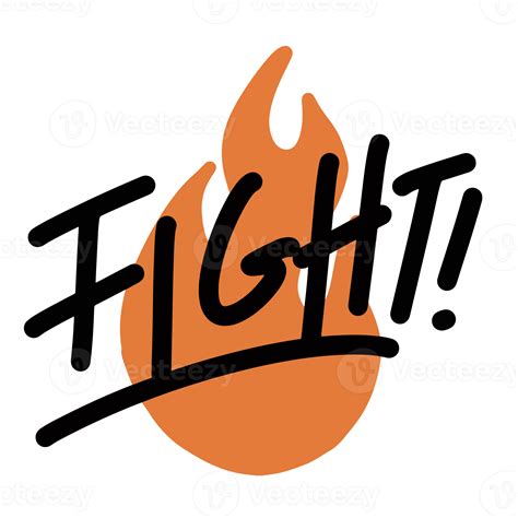 fight word text illustration hand drawn for sticker and design element