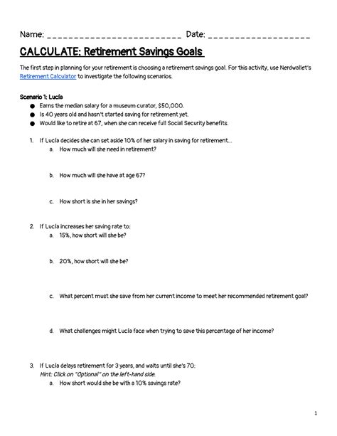 Calculate Retirement Savings Goals Name