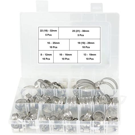 20pcs 60pcs Stainless Steel Hose Clamp Adjustable 1 4 1 1 2 6