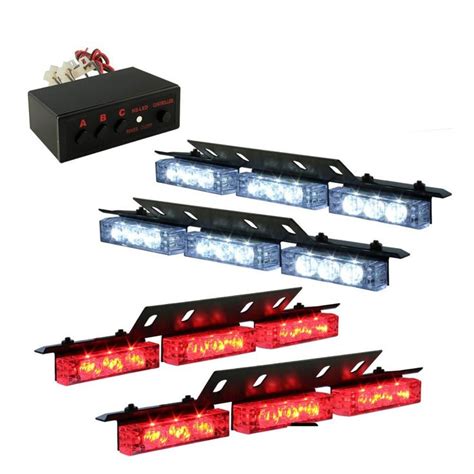 Zone Tech 36 Led Car Emergency Warning Grille Strobe Lights Redwhite