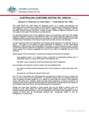 Fillable Online Customs Gov Australian Customs Notice No