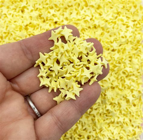 Larger Yellow 4 Point Star Sprinkles Polymer Clay Fake Non Edible Spr