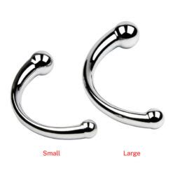 G Spot Double Ended Curved Metal Ball Dildo Cute Sissy