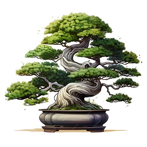 Premium Photo Watercolor Hinoki Cypress Bonsai Tree Cedar Pot Scale