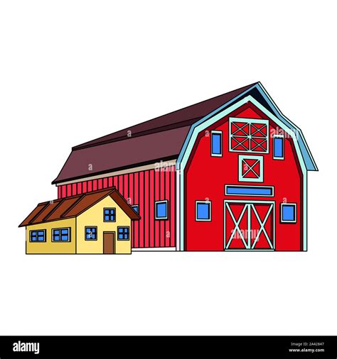 House And Wooden Farm Barn Design Stock Vector Image And Art Alamy