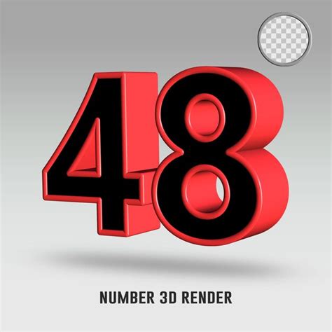 Premium Psd 3d Render Number 48 Black Red Color