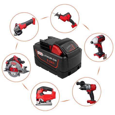 Milwaukee M18 Cordless Power Tools 18v 9000mah Lithium Rechargeable Replacement Battery