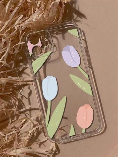 Tulip Painted Clear Phone Case Tulip Phone Case Phone Cases Phone