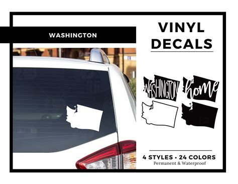 Washington Vinyl Decal Car Decal Washington State Car Etsy