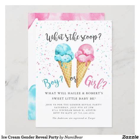 Ice Cream Gender Reveal Party Invitation Zazzle Gender Reveal