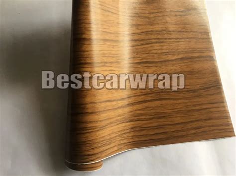 Teak Wood Grain Faux Finish Textured Vinyl Wrap Contact Paper Film Diy