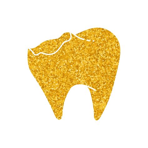 Premium Vector Unhealthy Tooth Drawing In Gold Color Style