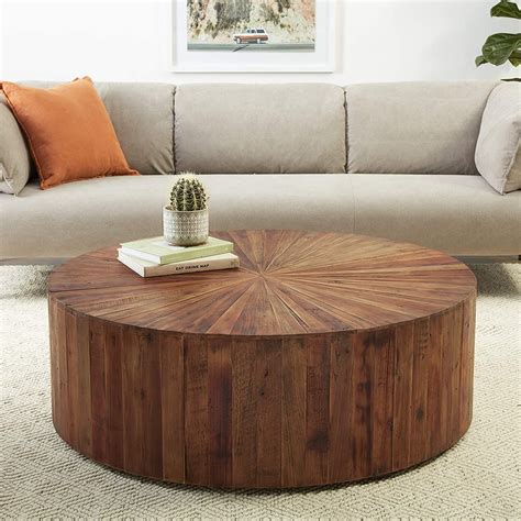 Rising Sun 48-inch Round Reclaimed Pine Cylinder Coffee Table - Walmart.com