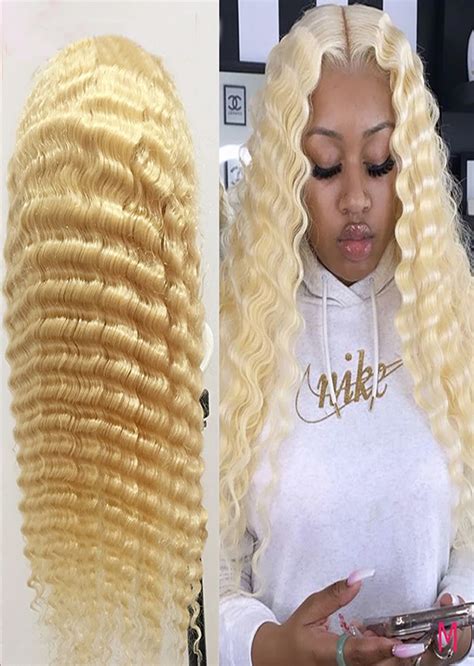 Blonde Glueless Lace Front Human Hair Wigs Brazilian Loose Deep