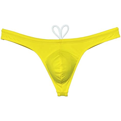 Botmois Men Solid Swim Thong Nylon Swimwear Pouch Bikini Swimsuit T