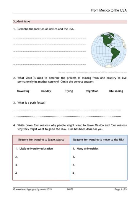 7th Grade Geography Worksheet