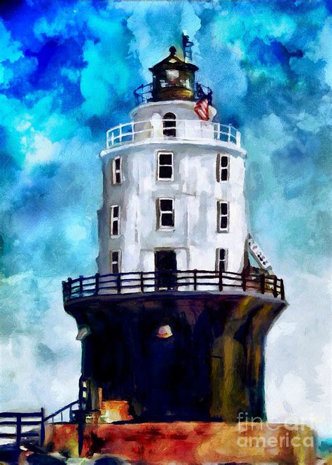 Harbor Of Refuge Lighthouse Painting By Pamela Coleman Fine Art America