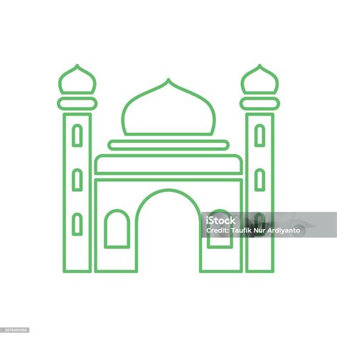 template desain ikon masjid ilustrasi stok  gambar