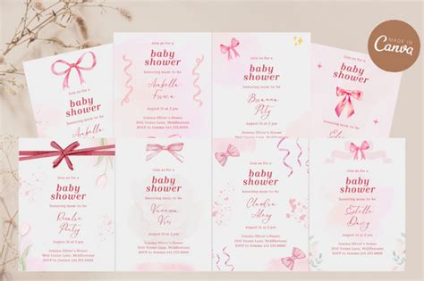 Coquette Baby Shower Invitation Bundles Graphic By Foliedesign