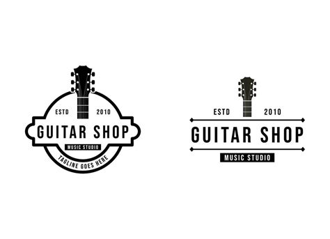 Vector Guitar Shop Logo Music Icons For Audio Store Branding Or