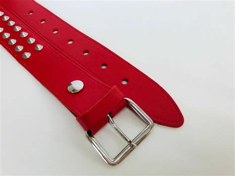 Real Leather Row Conical Studded Belt Sizes S M L Xl Colours