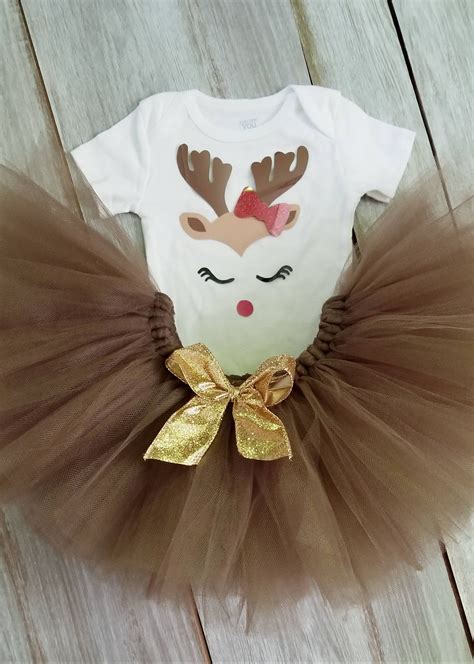 Christmas Reindeer Outfit Reindeer Costume Brown Tutu Etsy