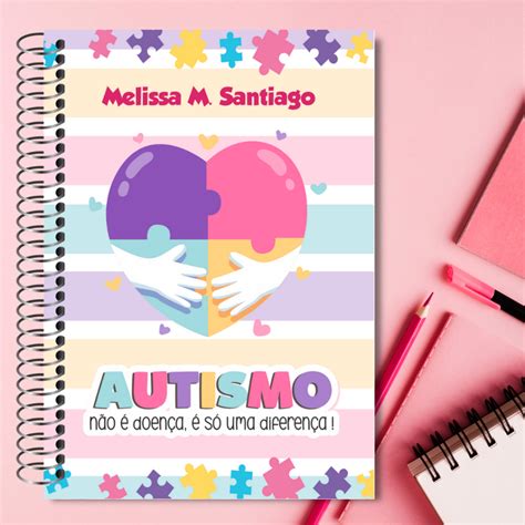 Caderno de Acompanhamento da Criança Autista Nome 50 folhas Capa